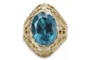 8K Gelbgold Aquamarine Ring Vintage Schmuck vrc031x-aq Art Deco Russischer UdSSR sowjetischer Stil